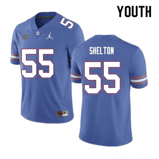 Youth Florida Gators #55 Antonio Shelton NCAA Nike Royal Authentic Stitched College Football Jersey GYY4762CN